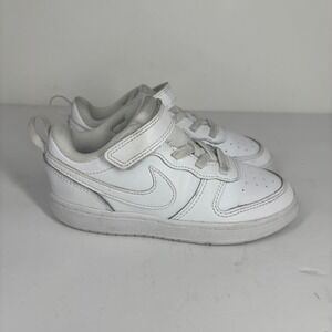 Nike Court Borough Low 2 Toddler Sneakers White Lace Up Hook and Loop BQ5453-100